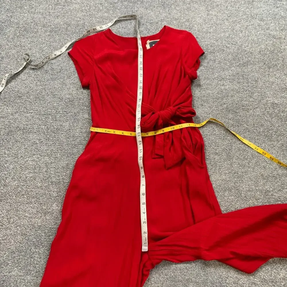 Maeve Jumpsuit Womens 4 Cardinal Grier Twist Tie Waist Cap Sleeve Wide Leg Crop